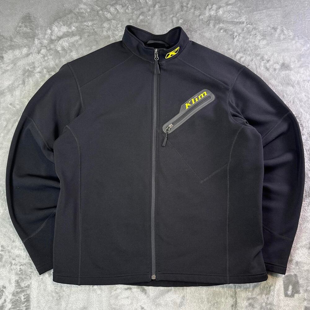 Klim Soft Shell Jacket Black Full Zip Stretch Performance Moto Outdoor Large